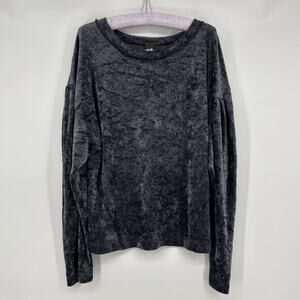 We The Free Velvet Sweater Womens Size M Dark Gray Oversized Grunge Cozy Comfy